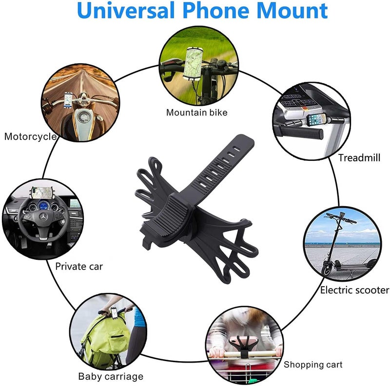 VOVIGGOL Bike Phone Mount 2 Pack, Universal Motorcycle Phone Holder for Bike, 360°Rotation Silicone Bicycle Phone Holder Handlebar Phone Mount Compatible with iPhone, Samsung, All Smartphones - Image 4